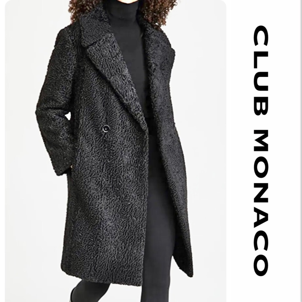 Club Monaco dark grey Faux Astrakhan Coat*NWT